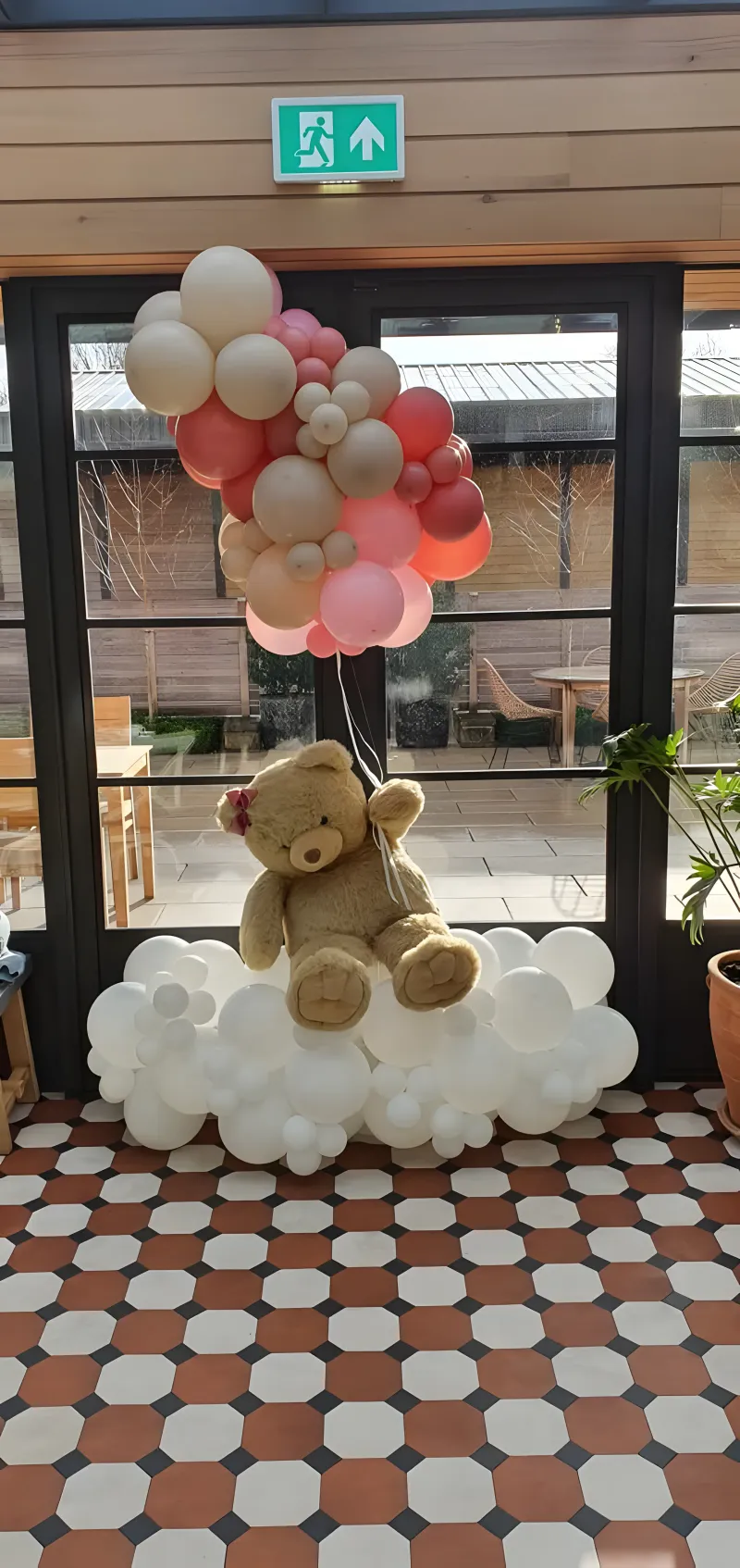 Floating teddy bear balloon cloud